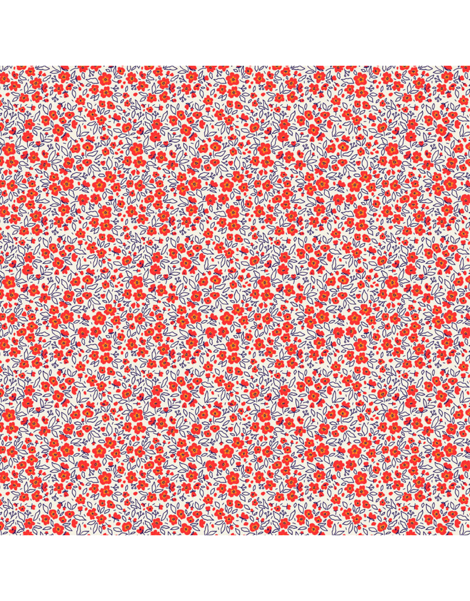 Figo Pocket Posies, Floral Dapple in Red, Fabric Half-Yards