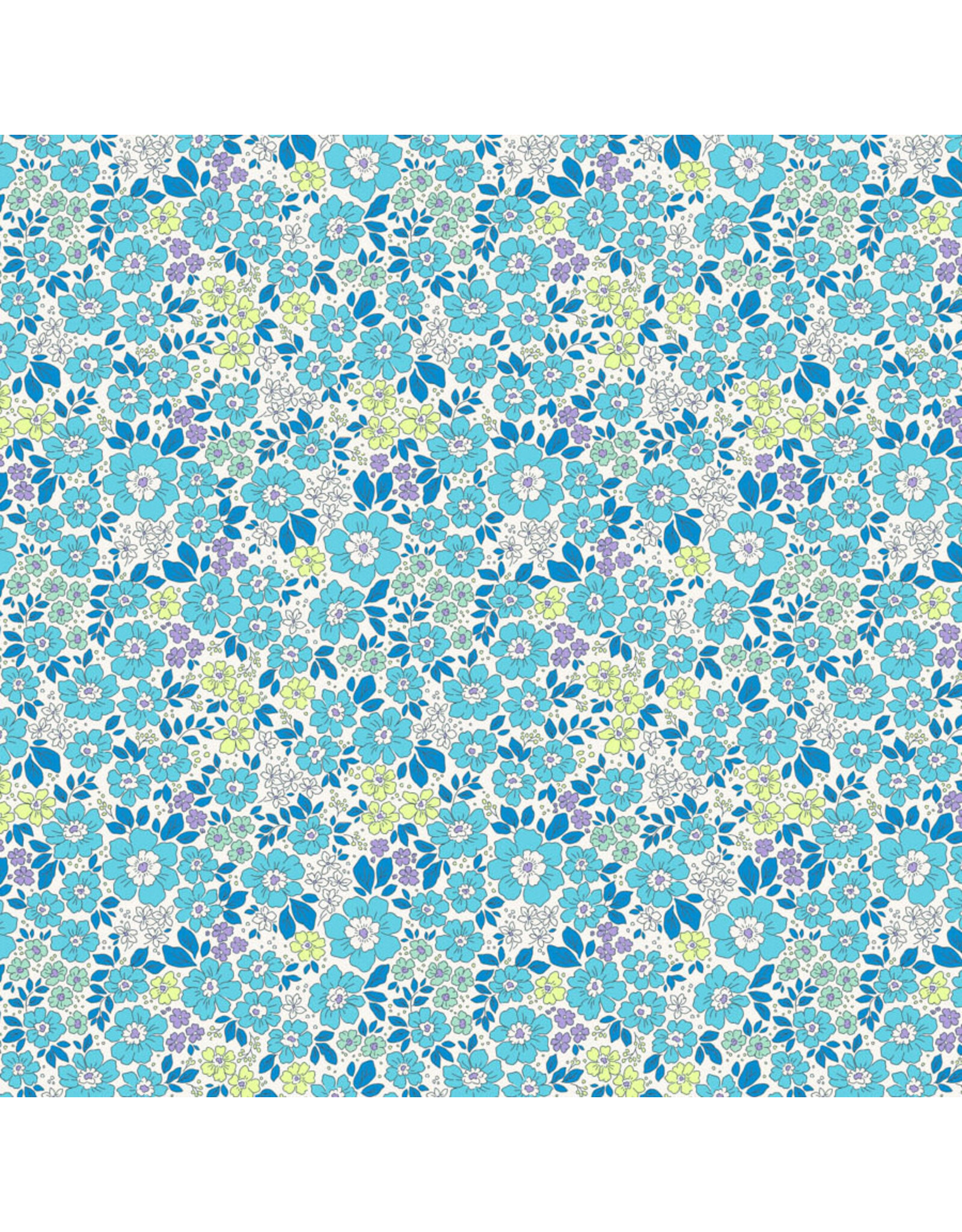 Figo Pocket Posies, Meadow in Blue, Fabric Half-Yards