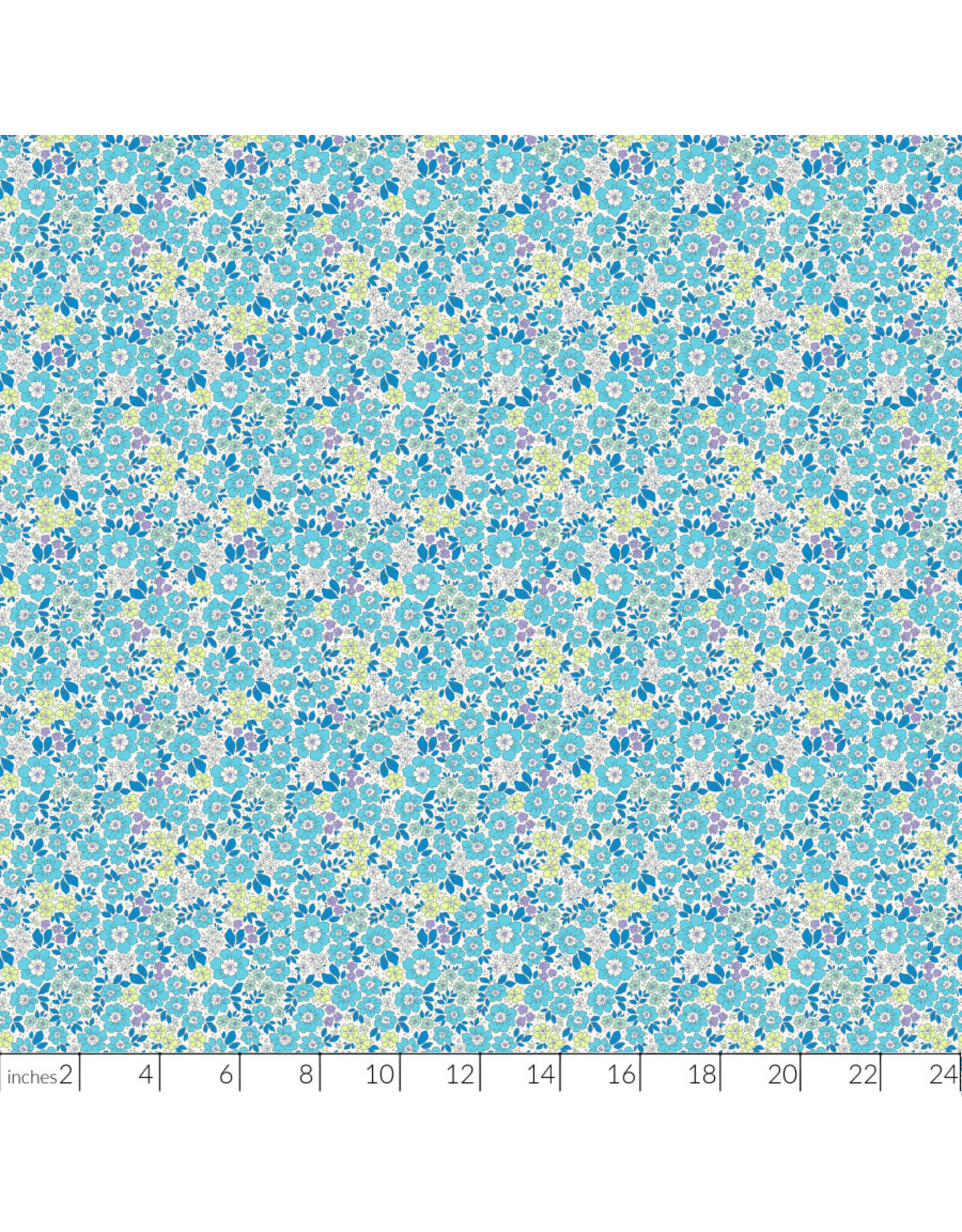 Figo Pocket Posies, Meadow in Blue, Fabric Half-Yards