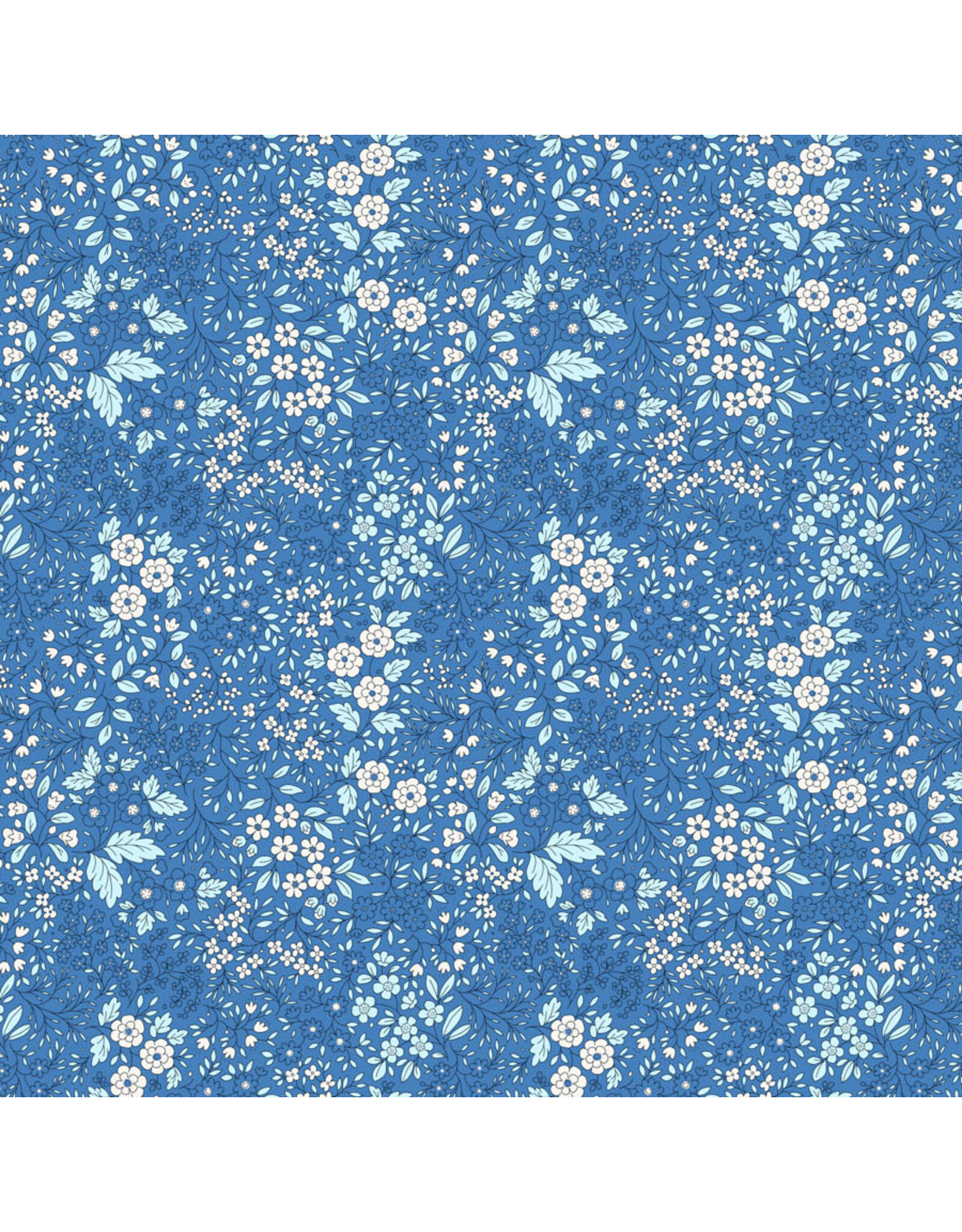 Figo Pocket Posies, Prairie in Blue, Fabric Half-Yards