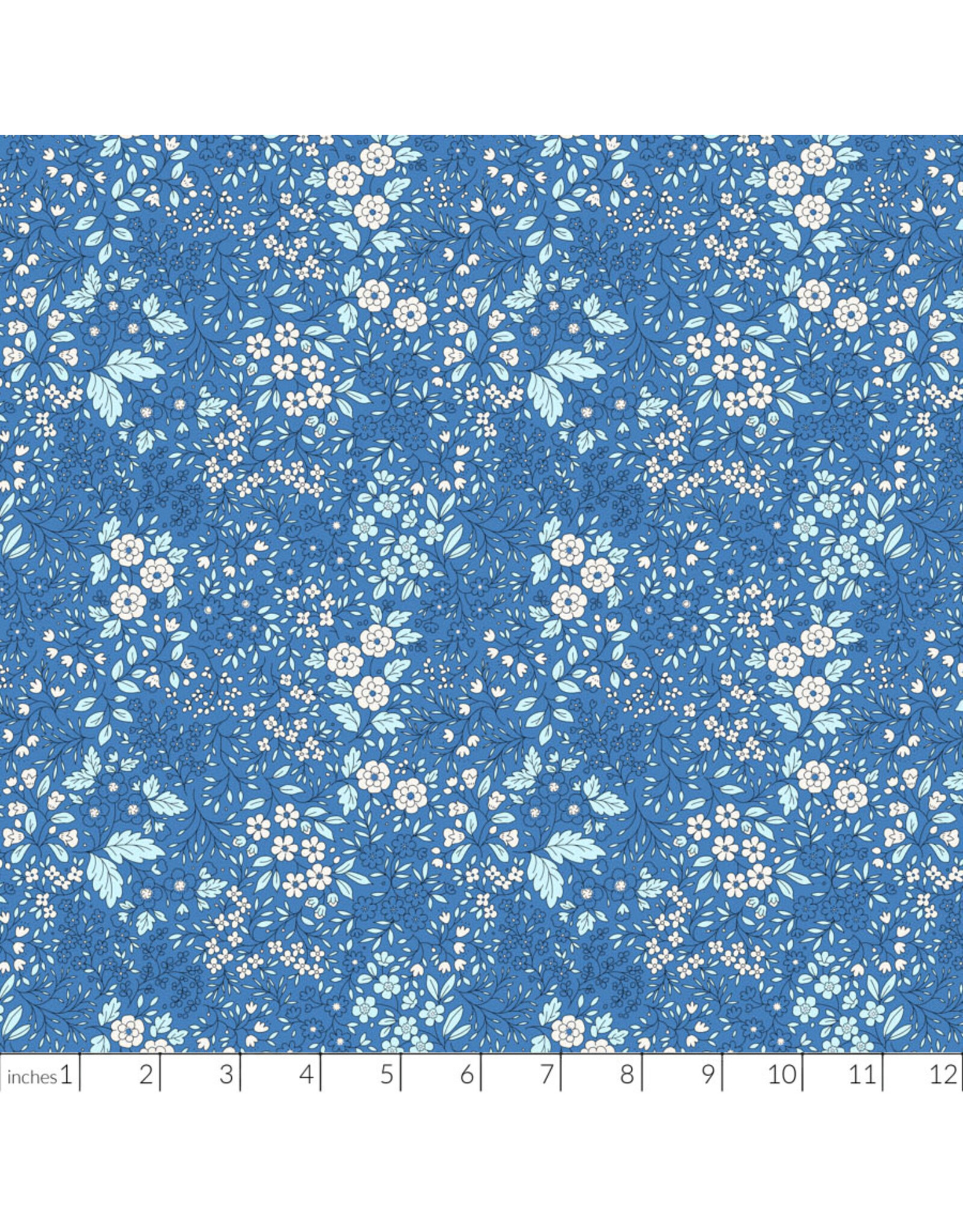 Figo Pocket Posies, Prairie in Blue, Fabric Half-Yards