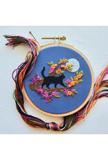 Jessica Long Embroidery Mini Black Cat and Full Moon, Embroidery Kit