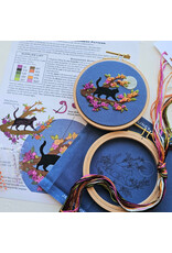 Jessica Long Embroidery Mini Black Cat and Full Moon, Embroidery Kit