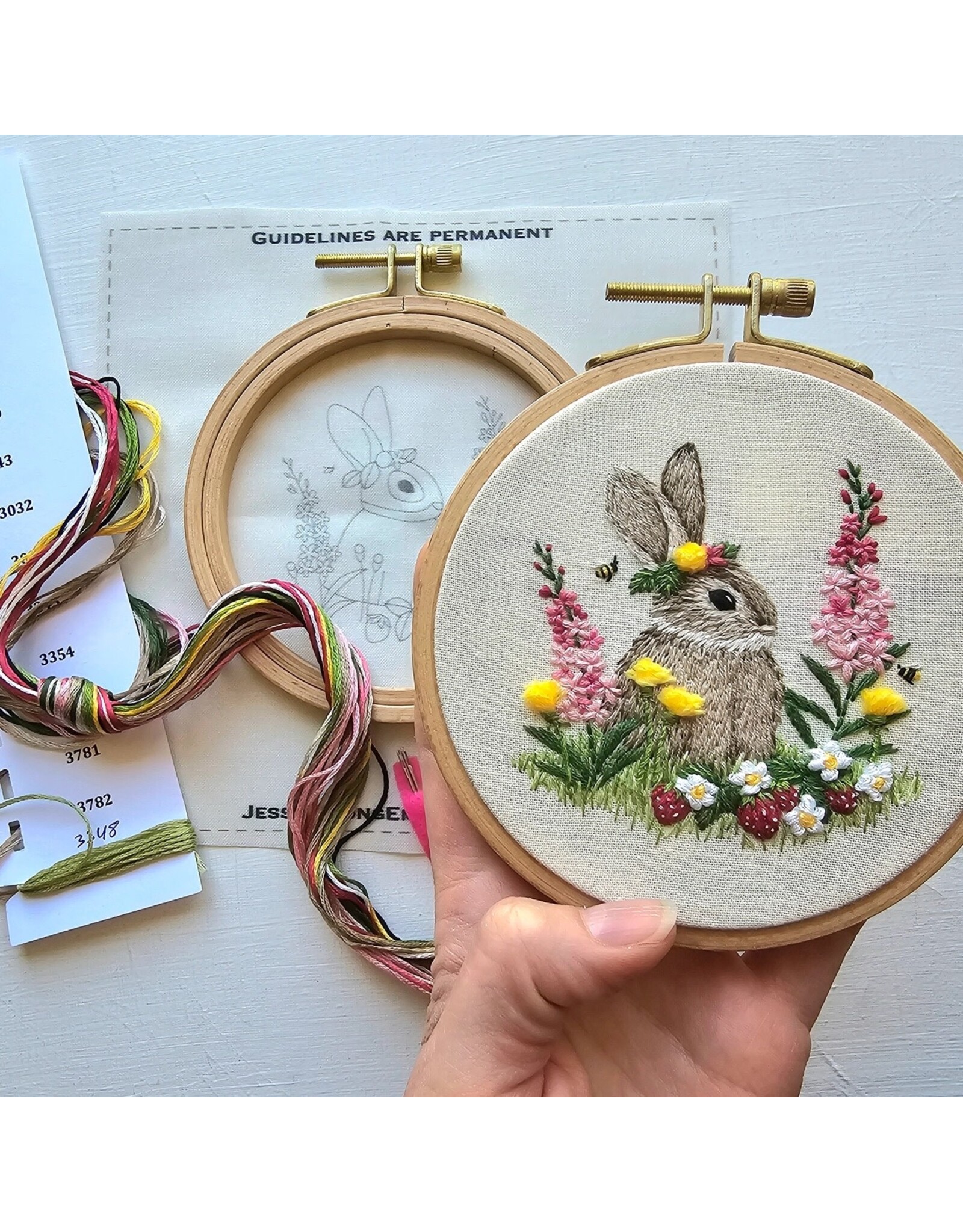 Jessica Long Embroidery Berry Patch Bunny, Embroidery Kit