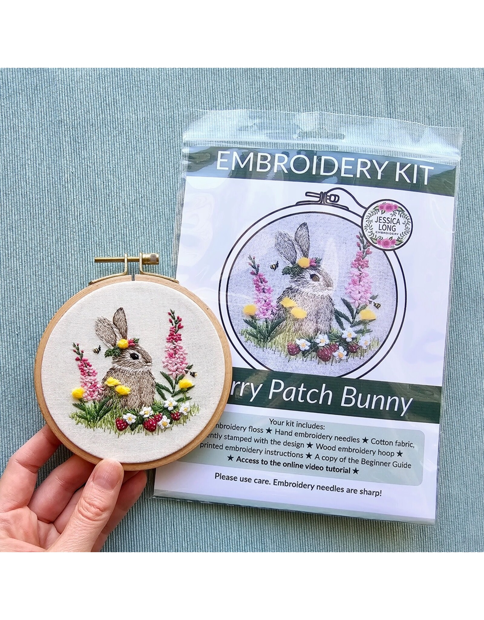 Jessica Long Embroidery Berry Patch Bunny, Embroidery Kit