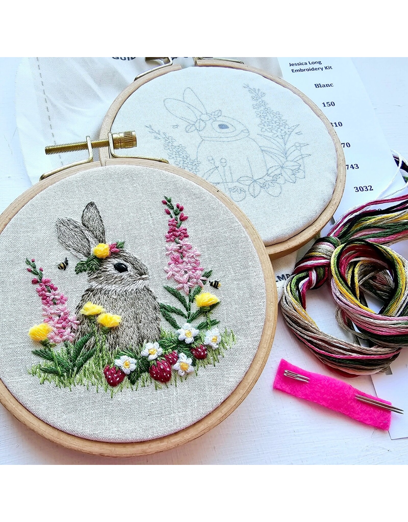 Jessica Long Embroidery Berry Patch Bunny, Embroidery Kit