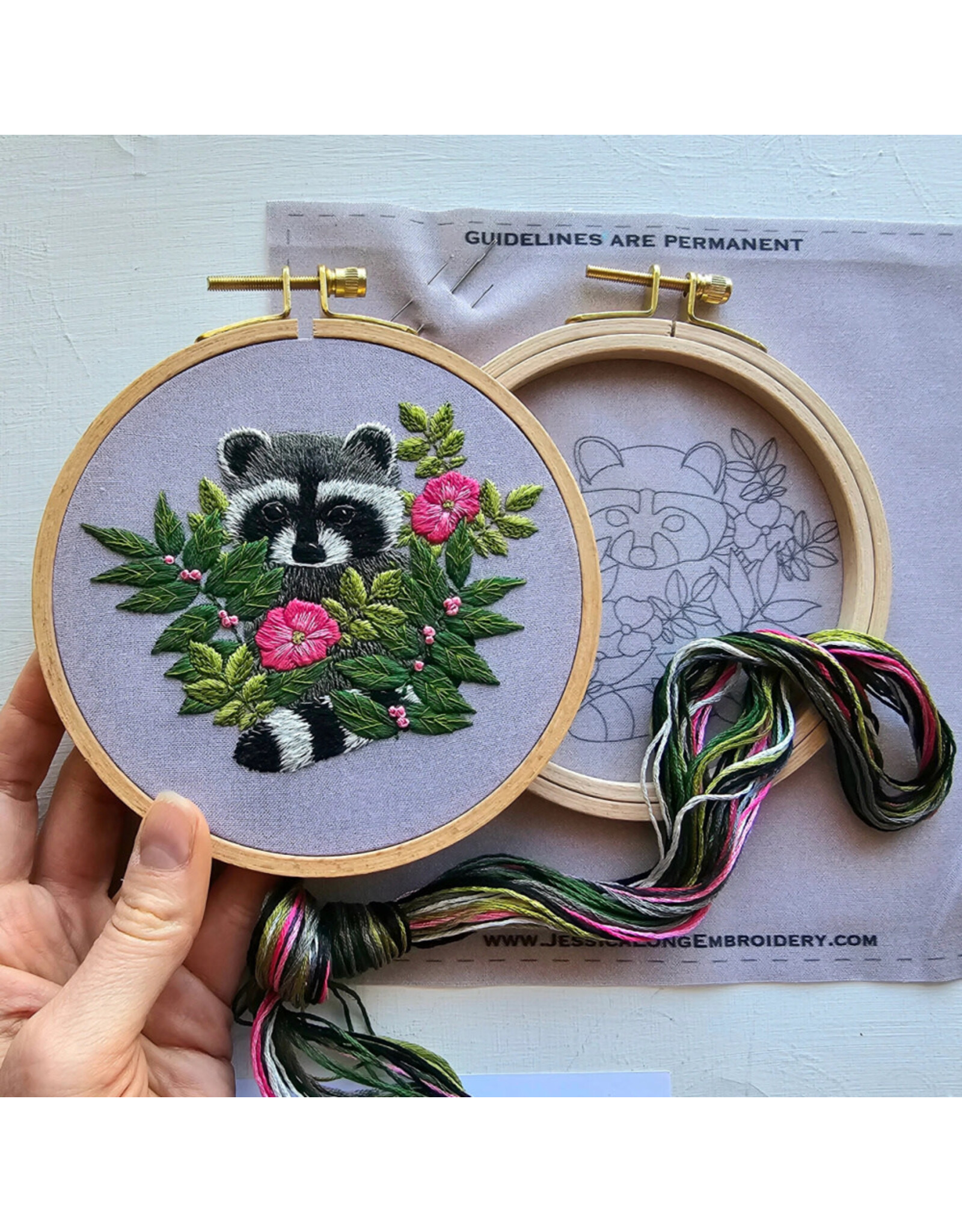 Jessica Long Embroidery Raccoon, Embroidery Kit