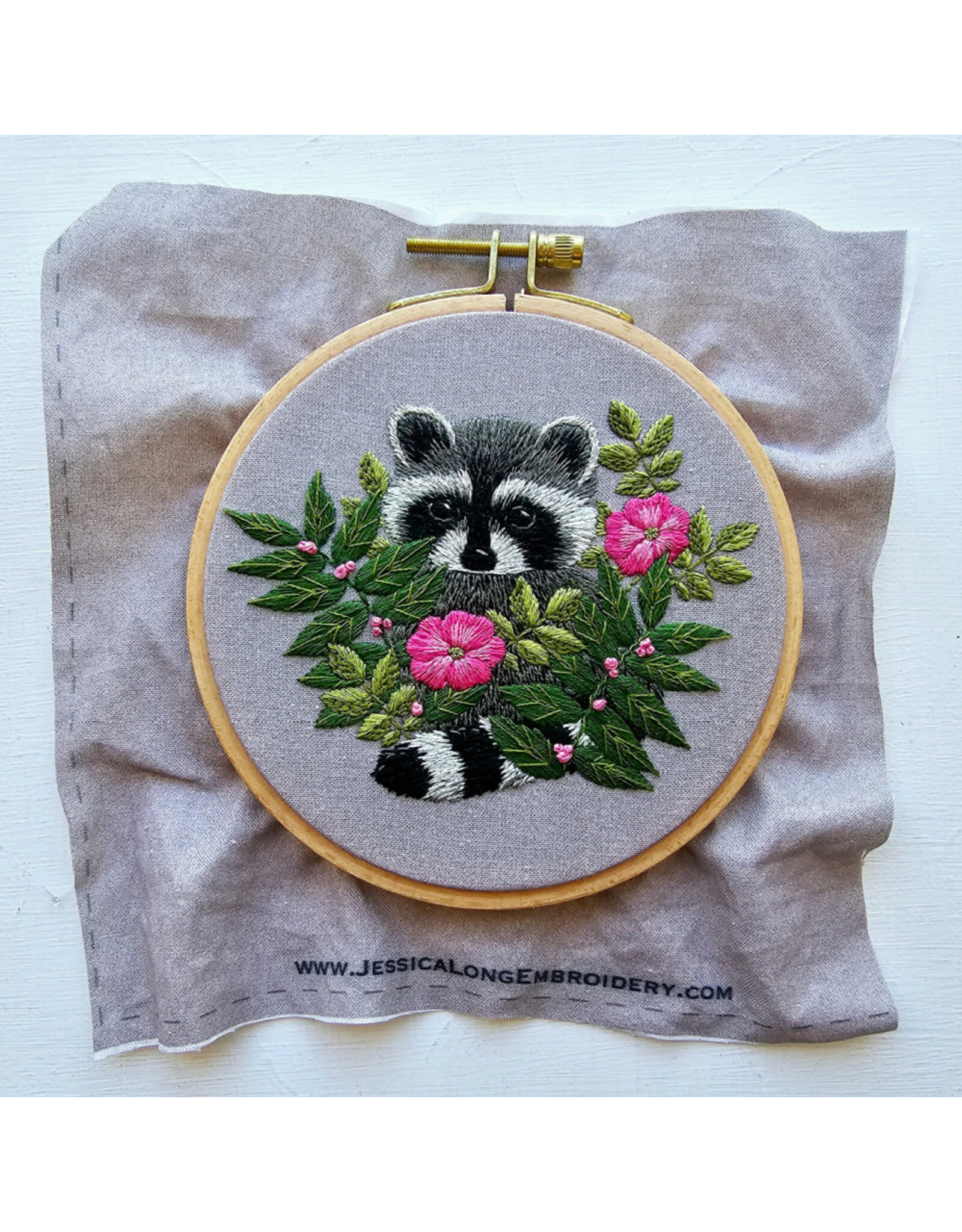 Jessica Long Embroidery Raccoon, Embroidery Kit