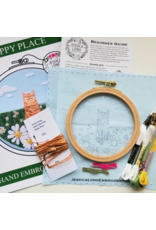 Jessica Long Embroidery Happy Place Happy Cat  Embroidery Kit