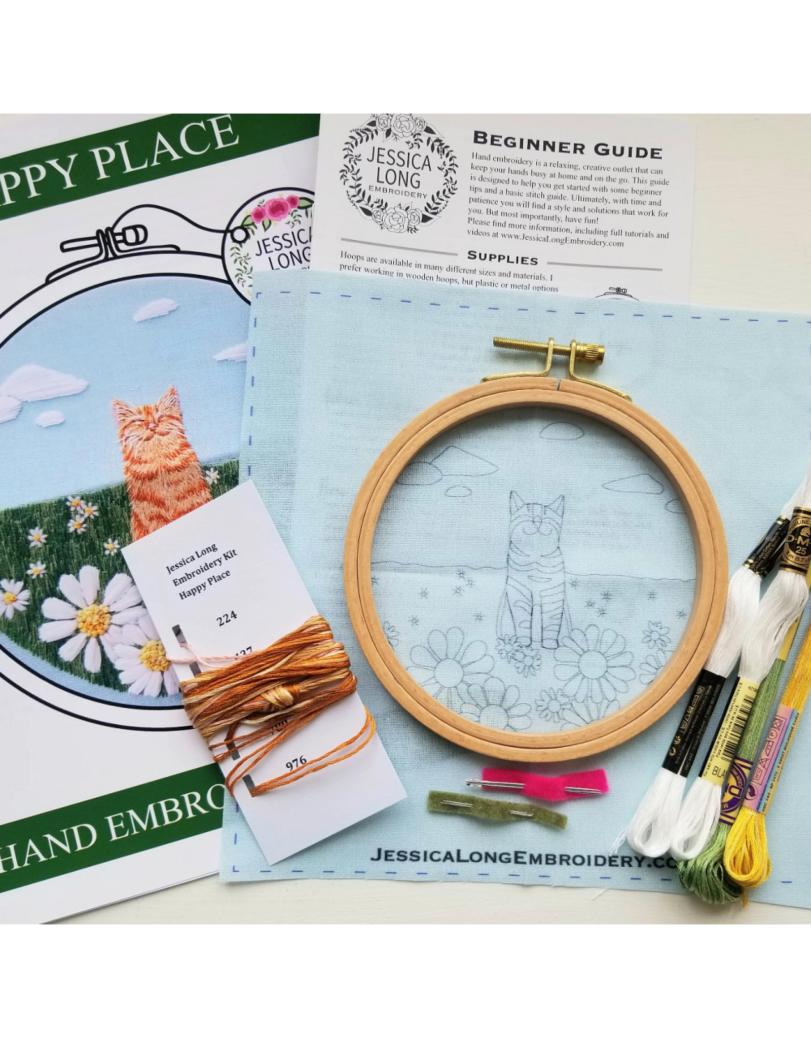 Jessica Long Embroidery Happy Place Happy Cat  Embroidery Kit