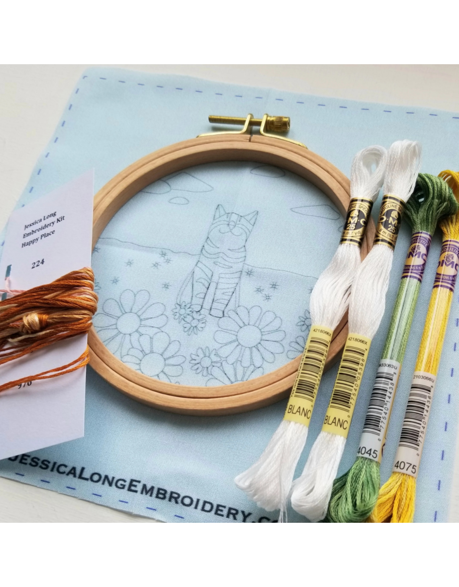 Jessica Long Embroidery Happy Place Happy Cat  Embroidery Kit
