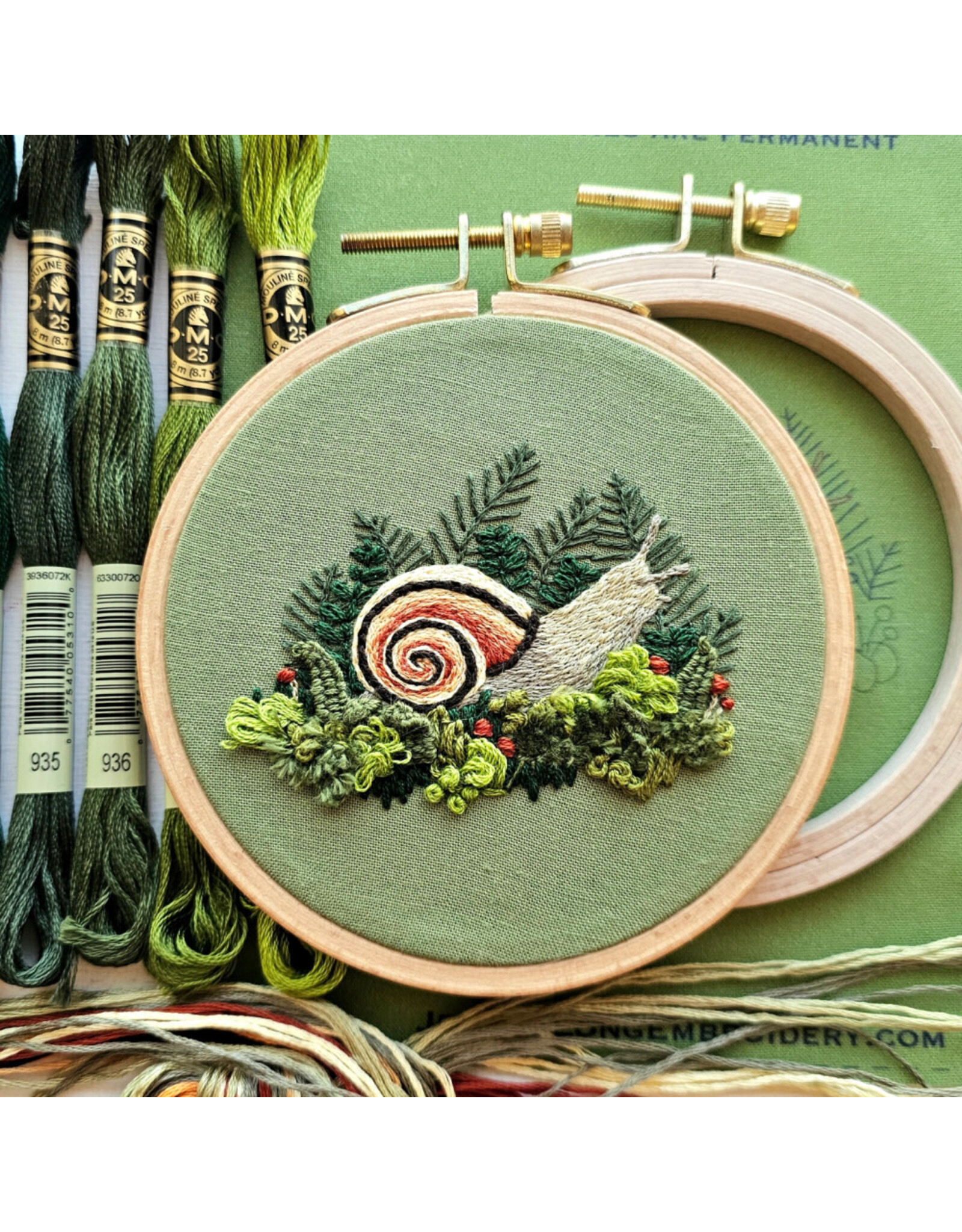 Jessica Long Embroidery Forest Snail, Embroidery Kit