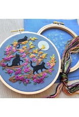 Jessica Long Embroidery Cats and Full Moon, Embroidery Kit
