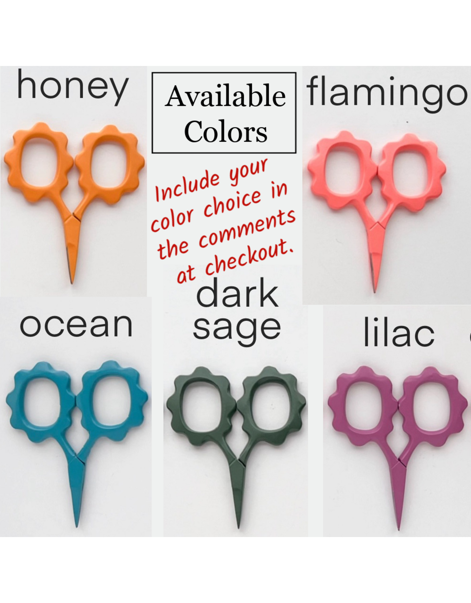 Matryoshka Doll Shop Tiny Embroidery Flower Scissors, Assorted Colors