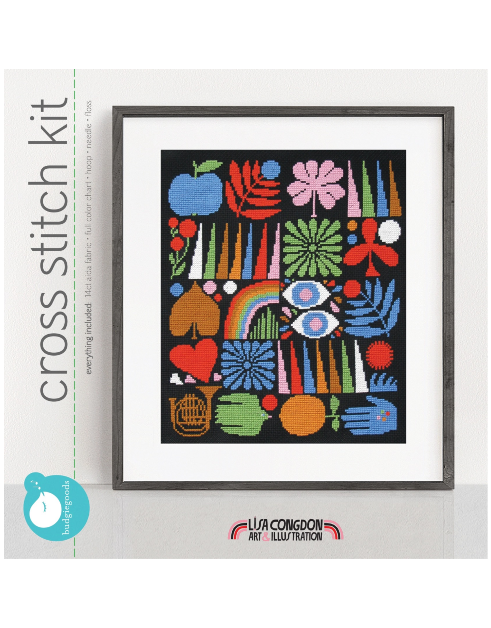 budgiegoods Joyful Grid Cross Stitch Kit by budgiegoods