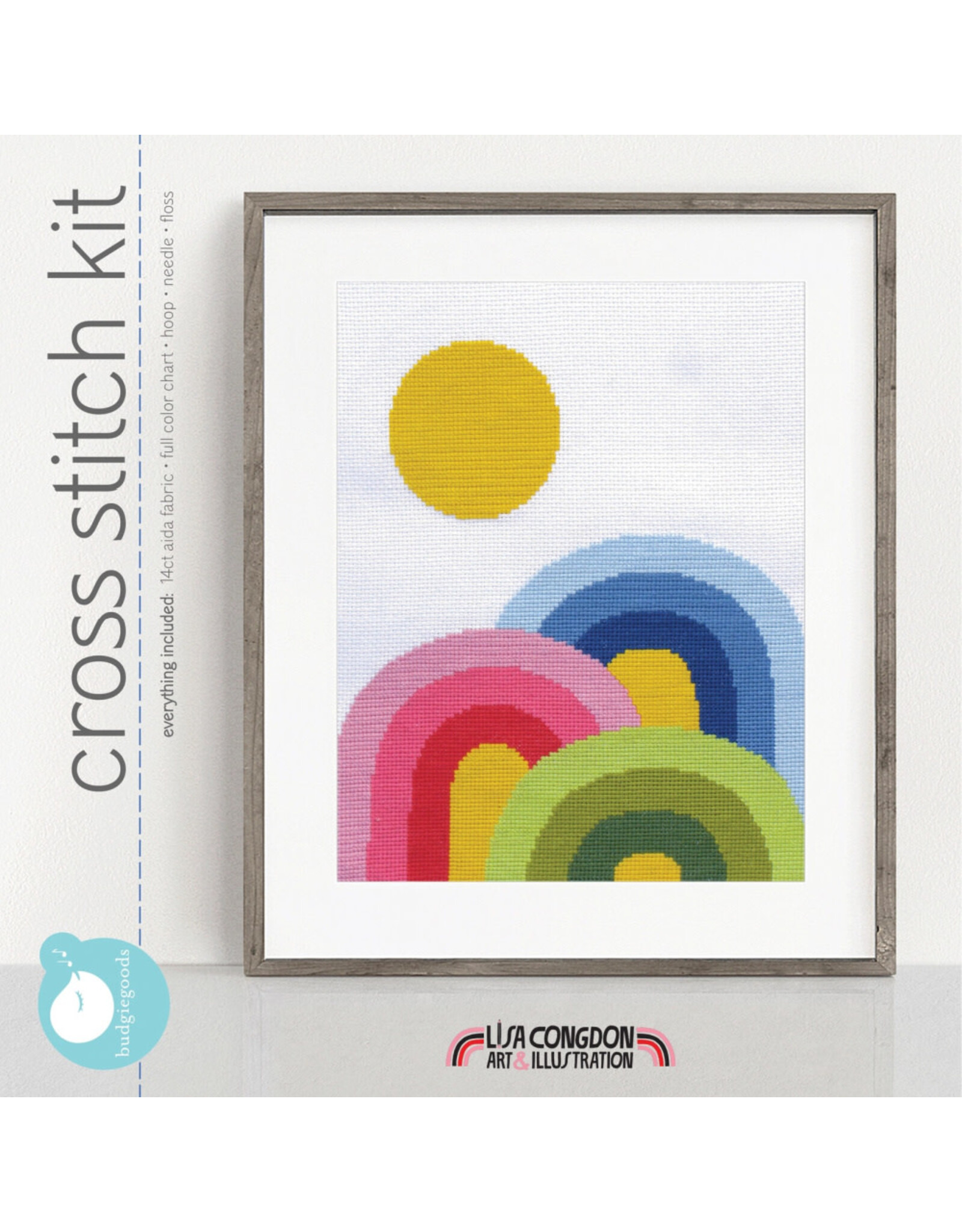 budgiegoods Rainbow Trifecta Cross Stitch Kit by budgiegoods