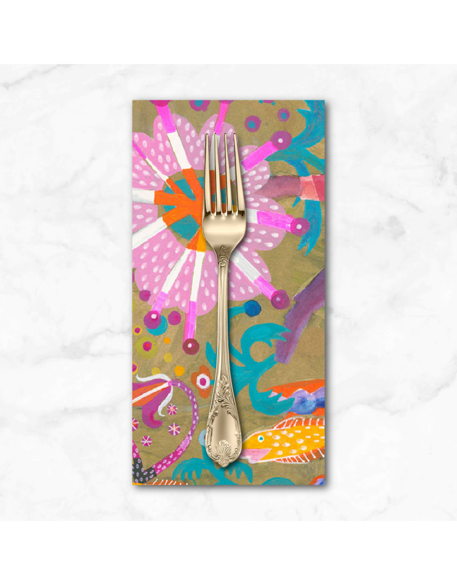 PD's Esté MacLeod Collection Colori, Goldfish Star in Gold, Dinner Napkin