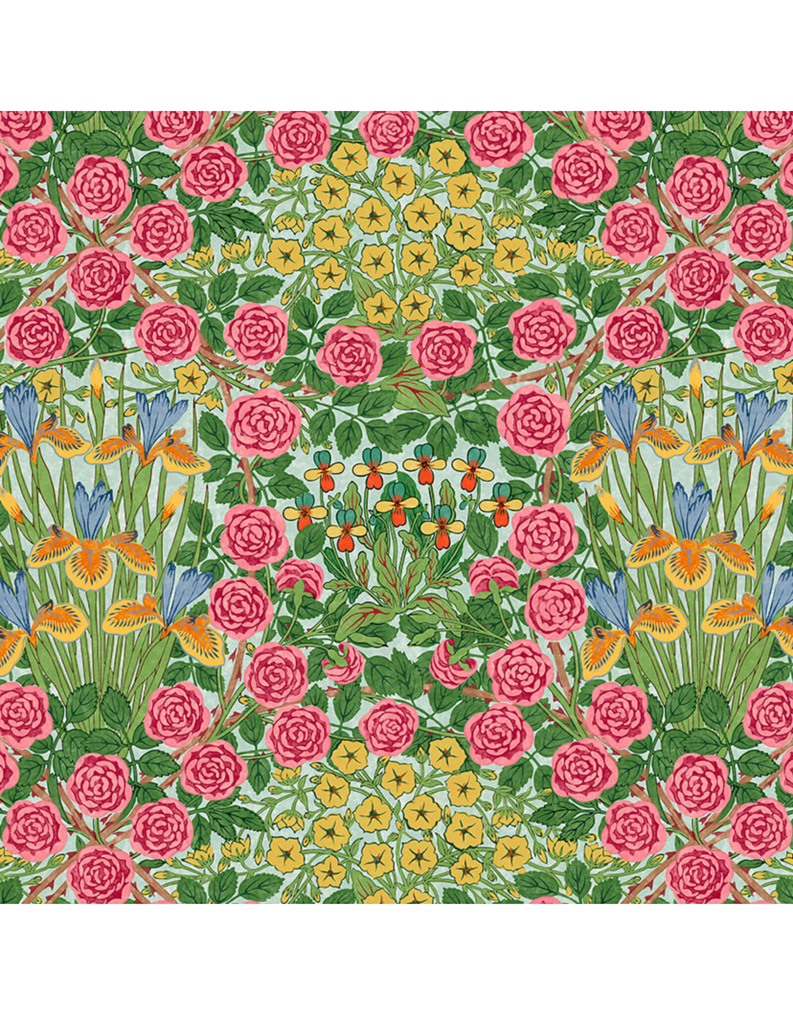 William Morris & Co. Cotton Lawn, Bedford Park, Campanula in Seaglass, Fabric Half-Yards