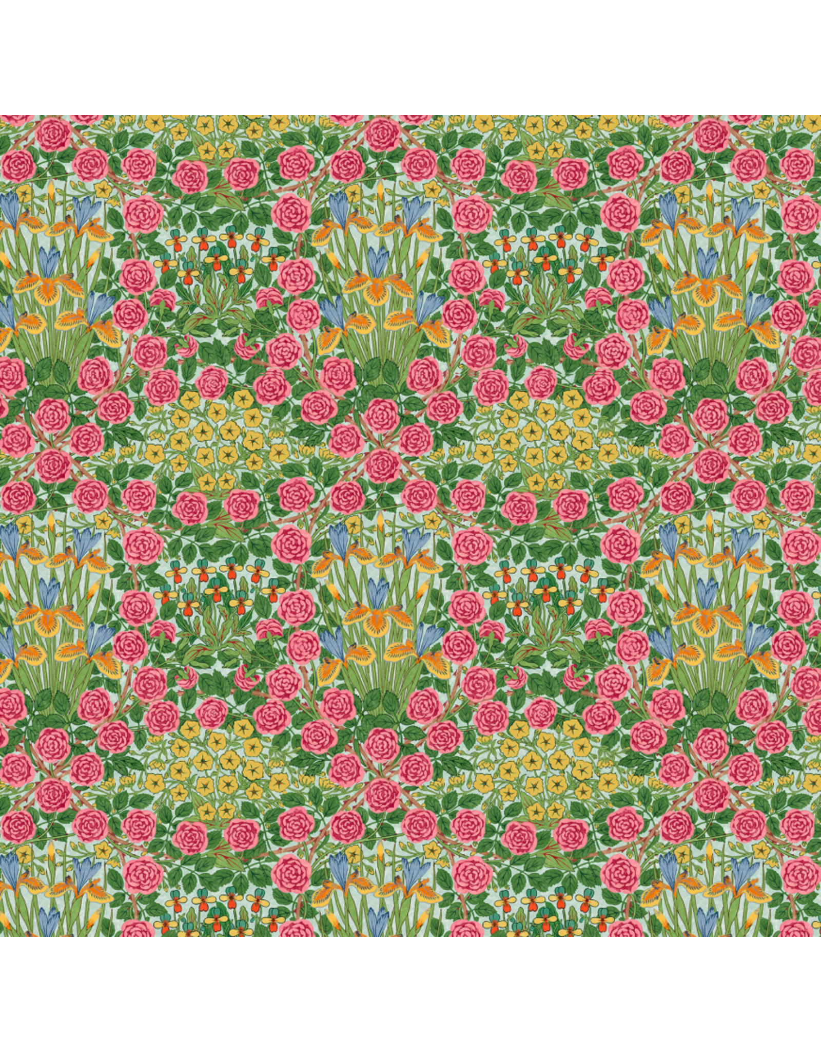 William Morris & Co. Cotton Lawn, Bedford Park, Campanula in Seaglass, Fabric Half-Yards