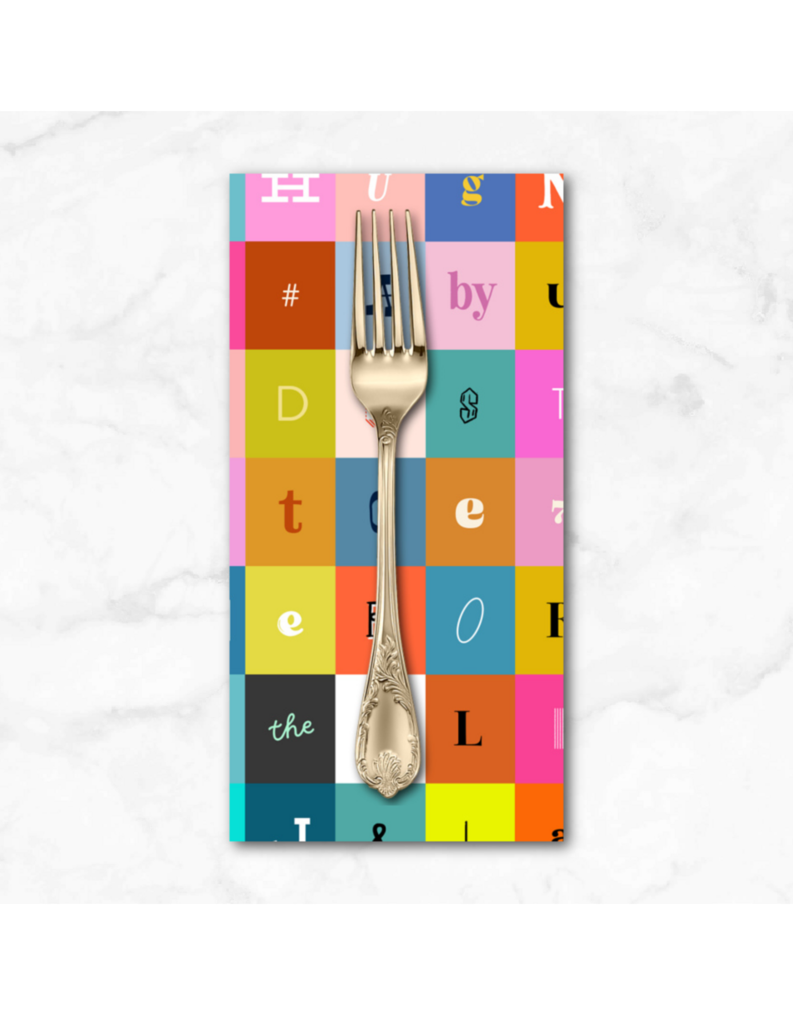 PD's Ruby Star Society Collection Selvedge Magic, Letters in Multi, Dinner Napkin