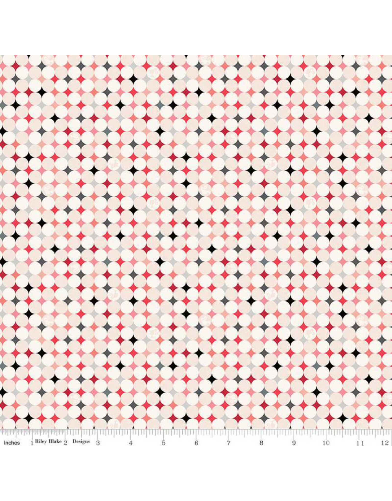 Riley Blake Fabrics Barbie Vintage, Sparkle Dots in Blush, Fabric Half-Yards