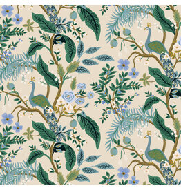 Rifle Paper Co. Vintage Garden, Peacock in Cream with Metallic, Fabric Half-Yards