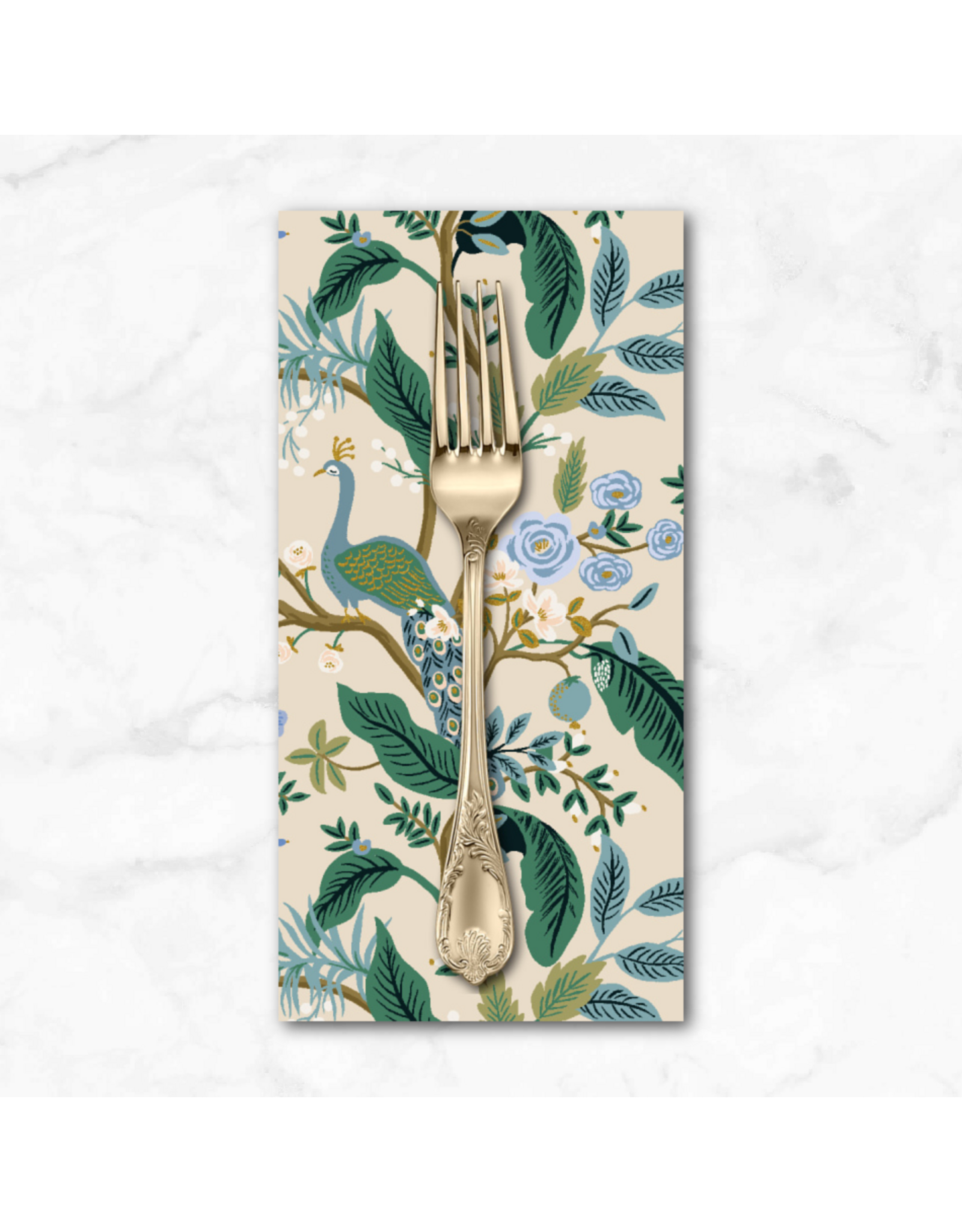 PD's Rifle Paper Co Collection Vintage Garden, Peacock in Cream, Dinner Napkin