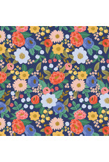 Rifle Paper Co. Vintage Garden, Vintage Blossom in Blue with Metallic, Fabric Half-Yards