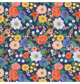 Rifle Paper Co. Vintage Garden, Vintage Blossom in Blue with Metallic, Fabric Half-Yards