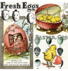 J. Wecker Frisch Egg Hunt, Easter Egg Collage in Multi, Fabric 12" Repeat