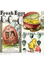 J. Wecker Frisch Egg Hunt, Easter Egg Collage in Multi, Fabric 12" Repeat