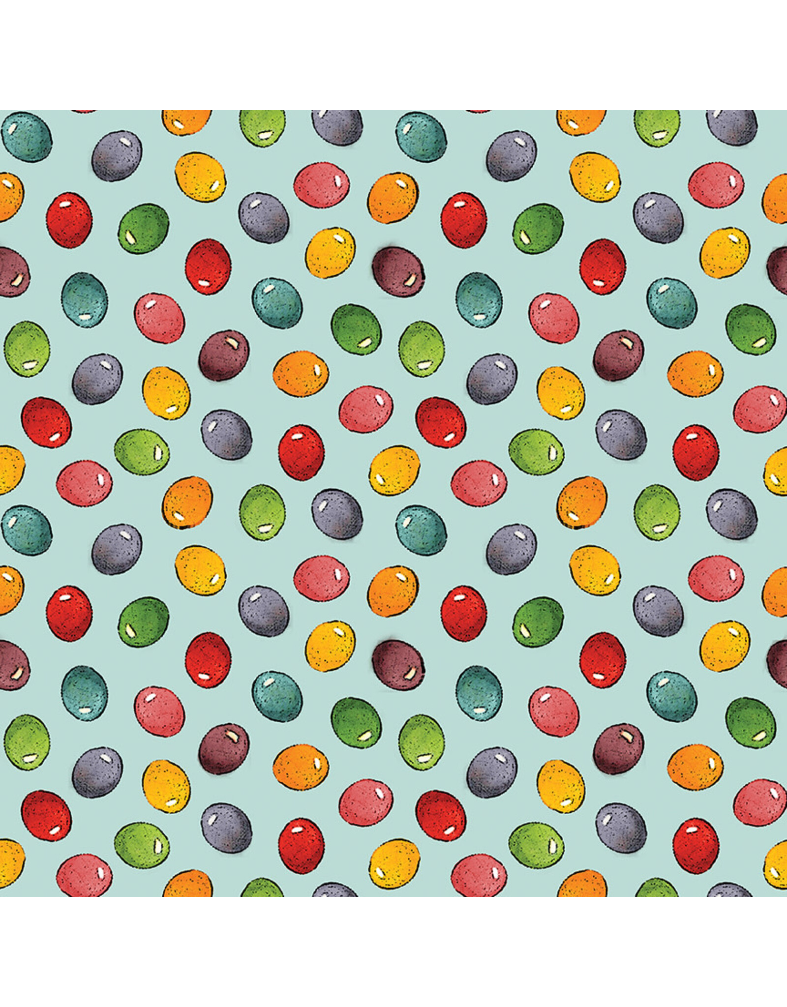 J. Wecker Frisch Egg Hunt, Jelly Beans in Aqua, Fabric Half-Yards