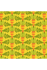 Jane Sassaman Vegetable Patch,  Small Carrot in Yellow, Fabric Half-Yards