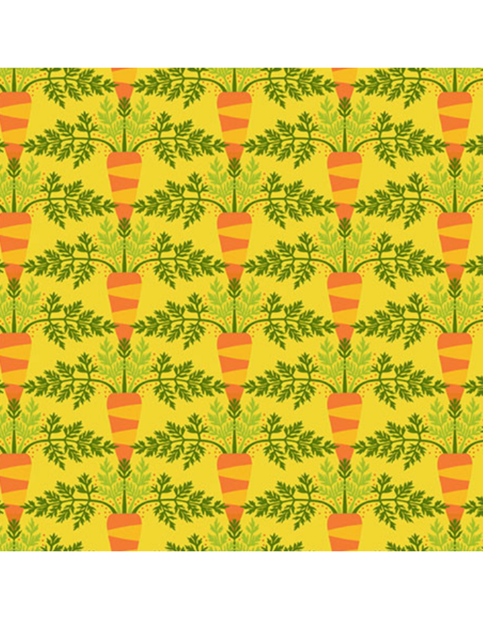 Jane Sassaman Vegetable Patch,  Small Carrot in Yellow, Fabric Half-Yards
