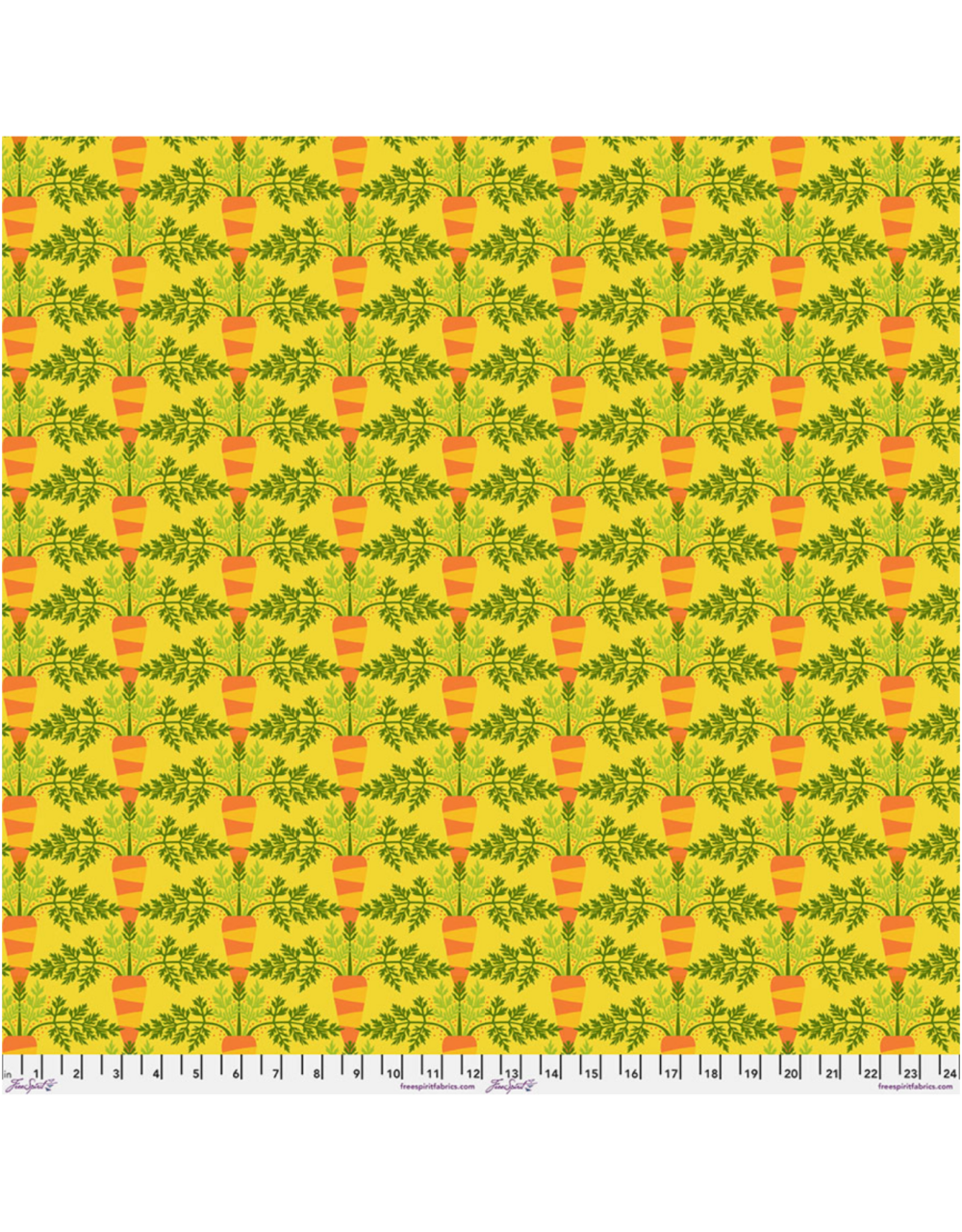 Jane Sassaman Vegetable Patch,  Small Carrot in Yellow, Fabric Half-Yards