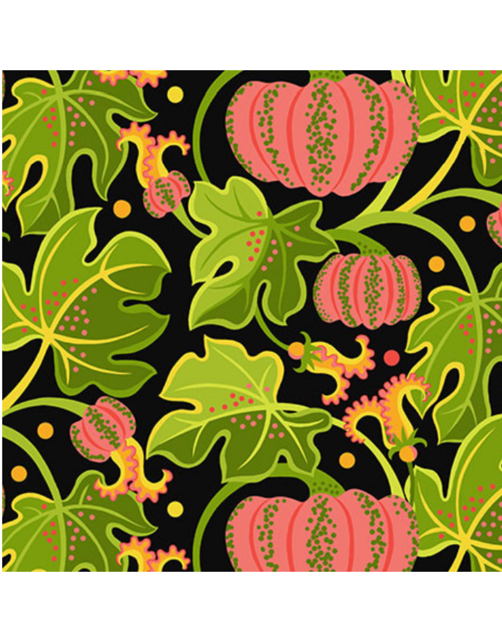 Jane Sassaman Vegetable Patch,  Pumpkin in Pink, Fabric Half-Yards