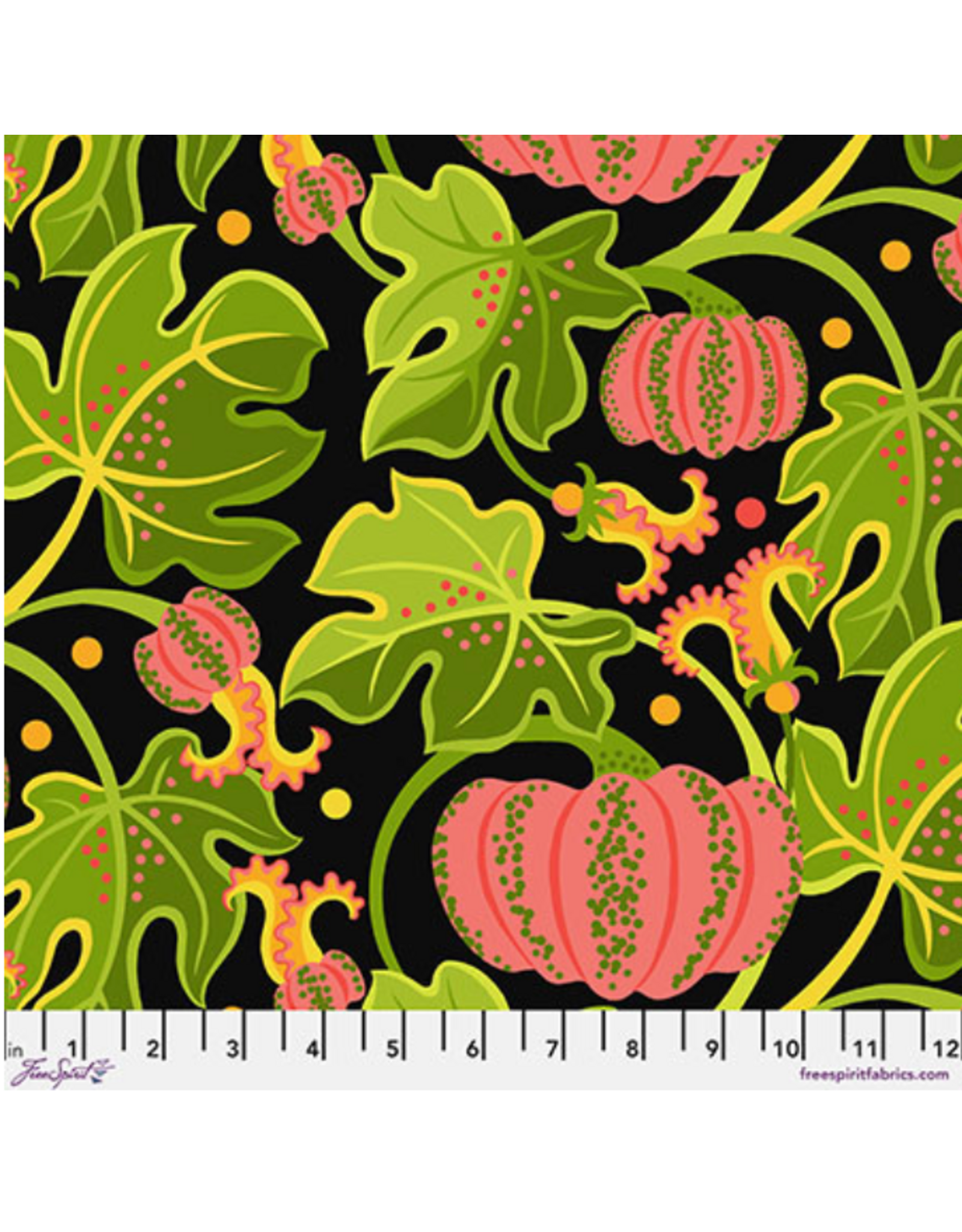 Jane Sassaman Vegetable Patch,  Pumpkin in Pink, Fabric Half-Yards