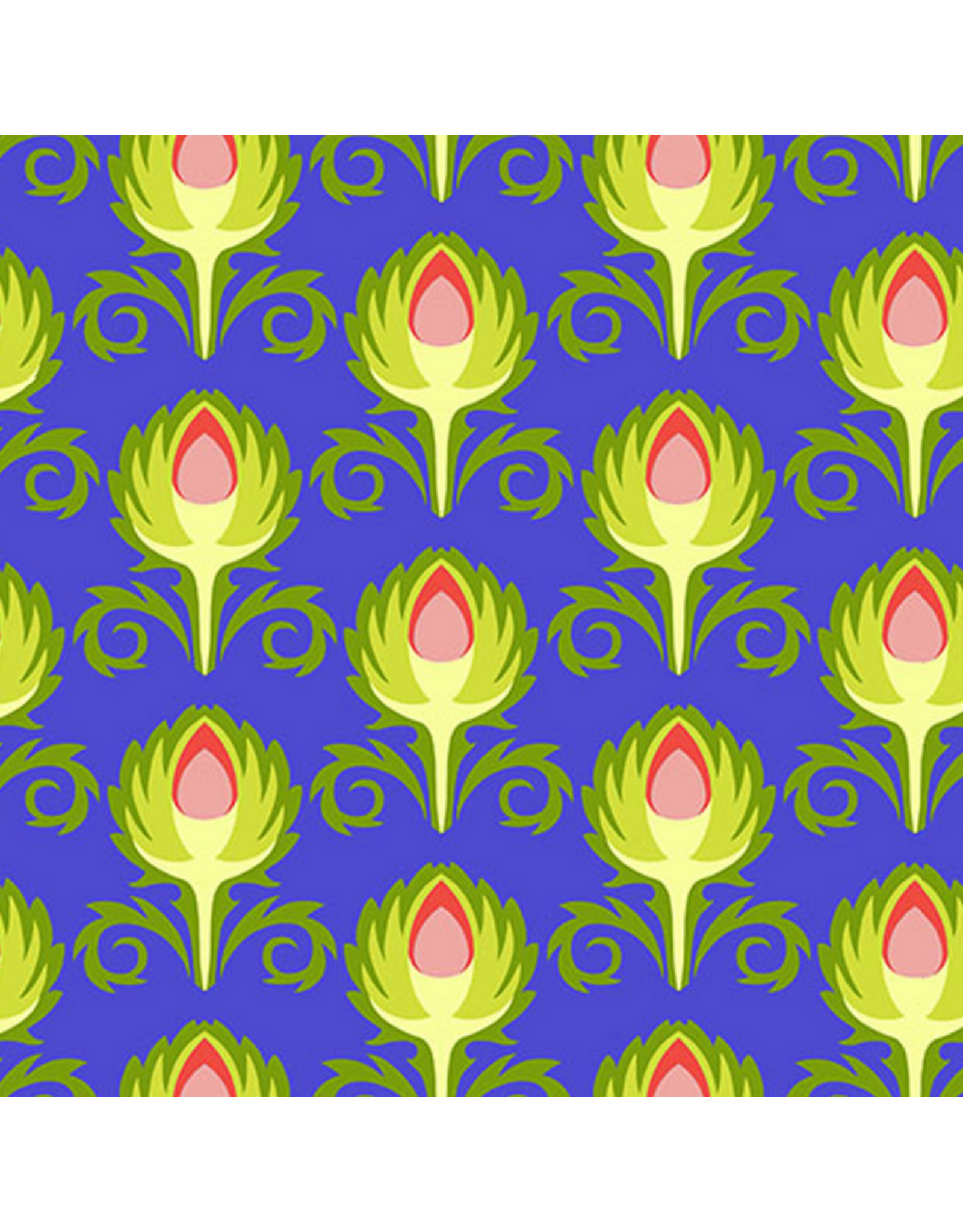 Jane Sassaman Vegetable Patch,  Artichoke in Blue, Fabric Half-Yards