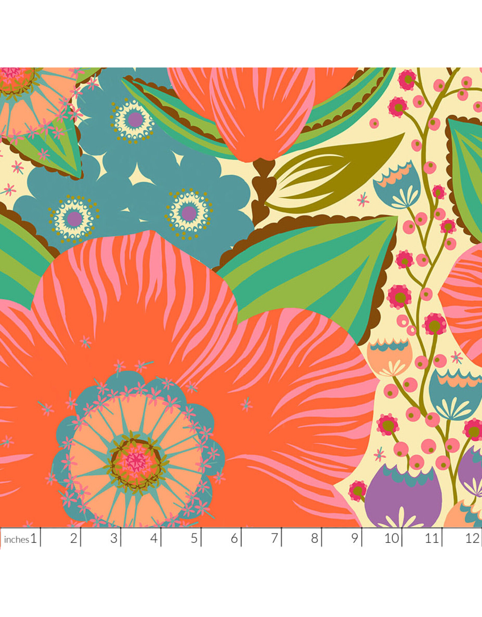 Anna Maria Overdressed, Honorable in Coral, Fabric Half-Yards