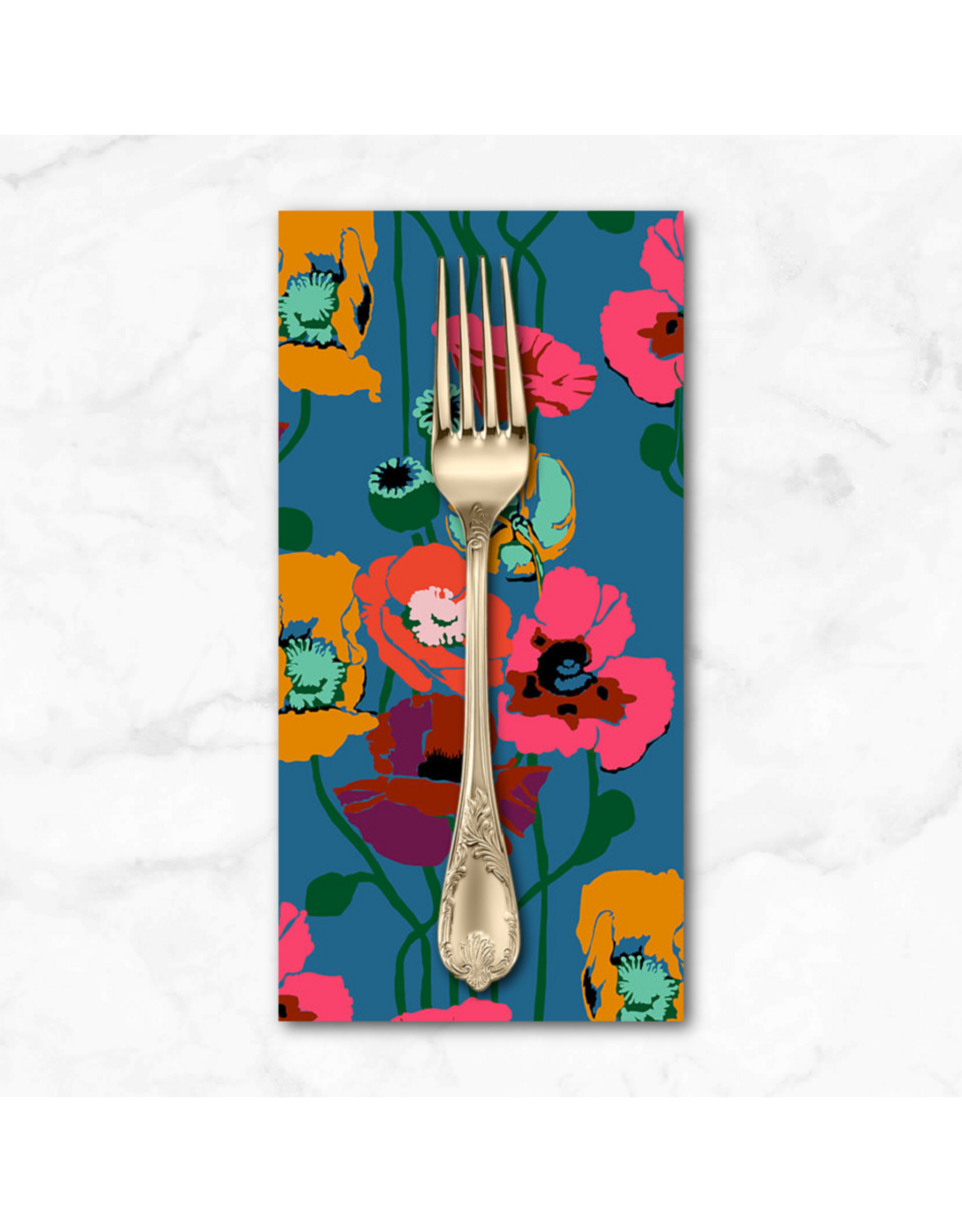 PD's Anna Maria Collection Overdressed, Pouring Poppies in Paint, Dinner Napkin