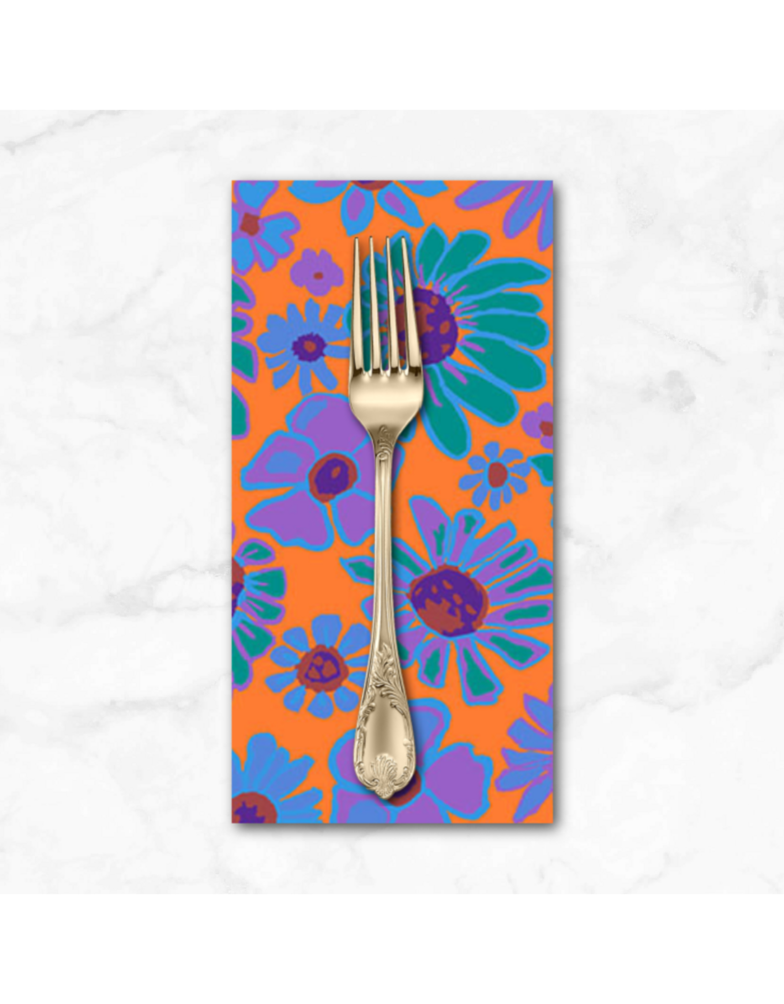 PD's Kaffe Fassett Collection Kaffe Collective, Bloomers in Orange, Dinner Napkin