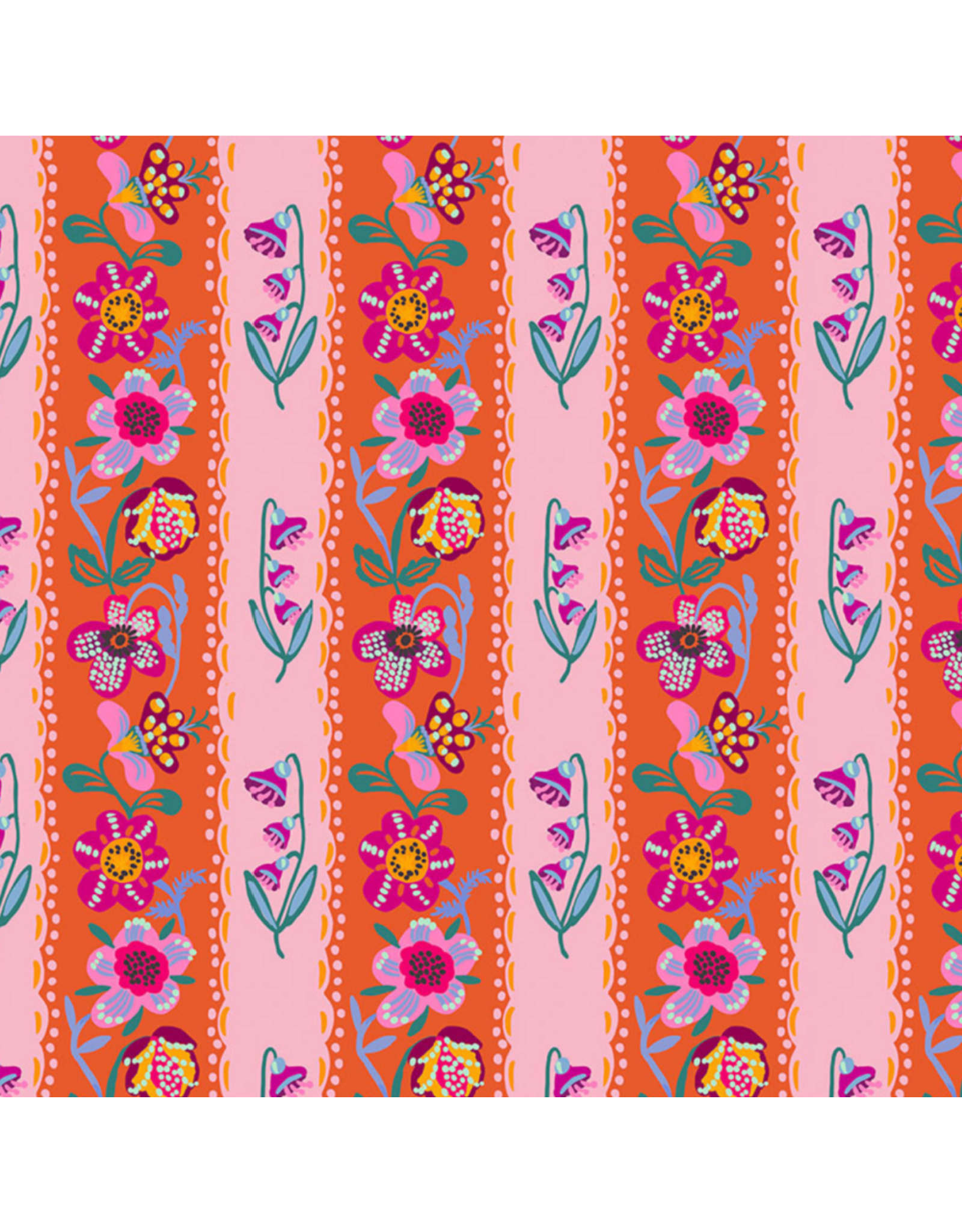 Nathalie Lété A Spring in Paris, Wallpaper in Tangerine, Fabric Half-Yards