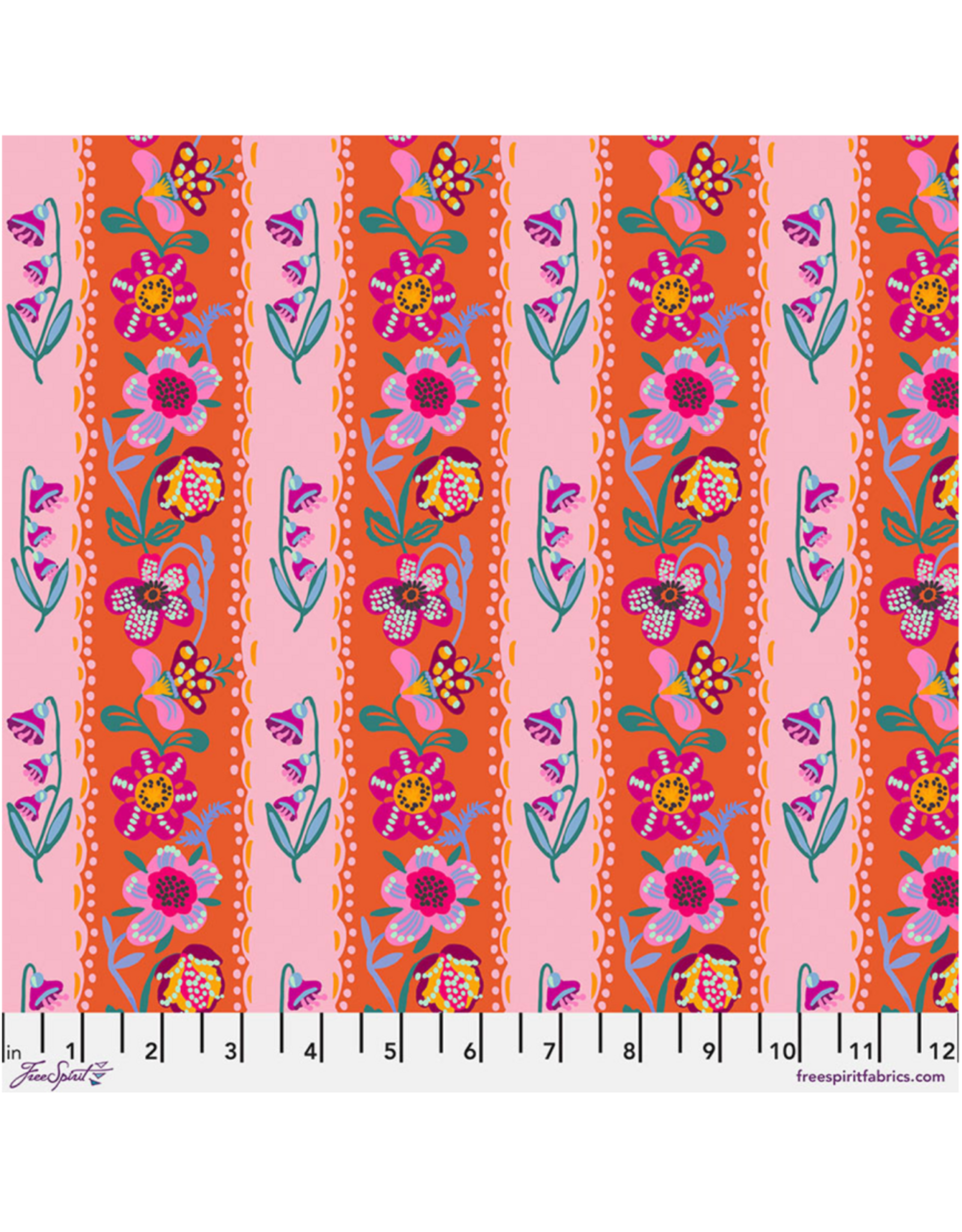 Nathalie Lété A Spring in Paris, Wallpaper in Tangerine, Fabric Half-Yards