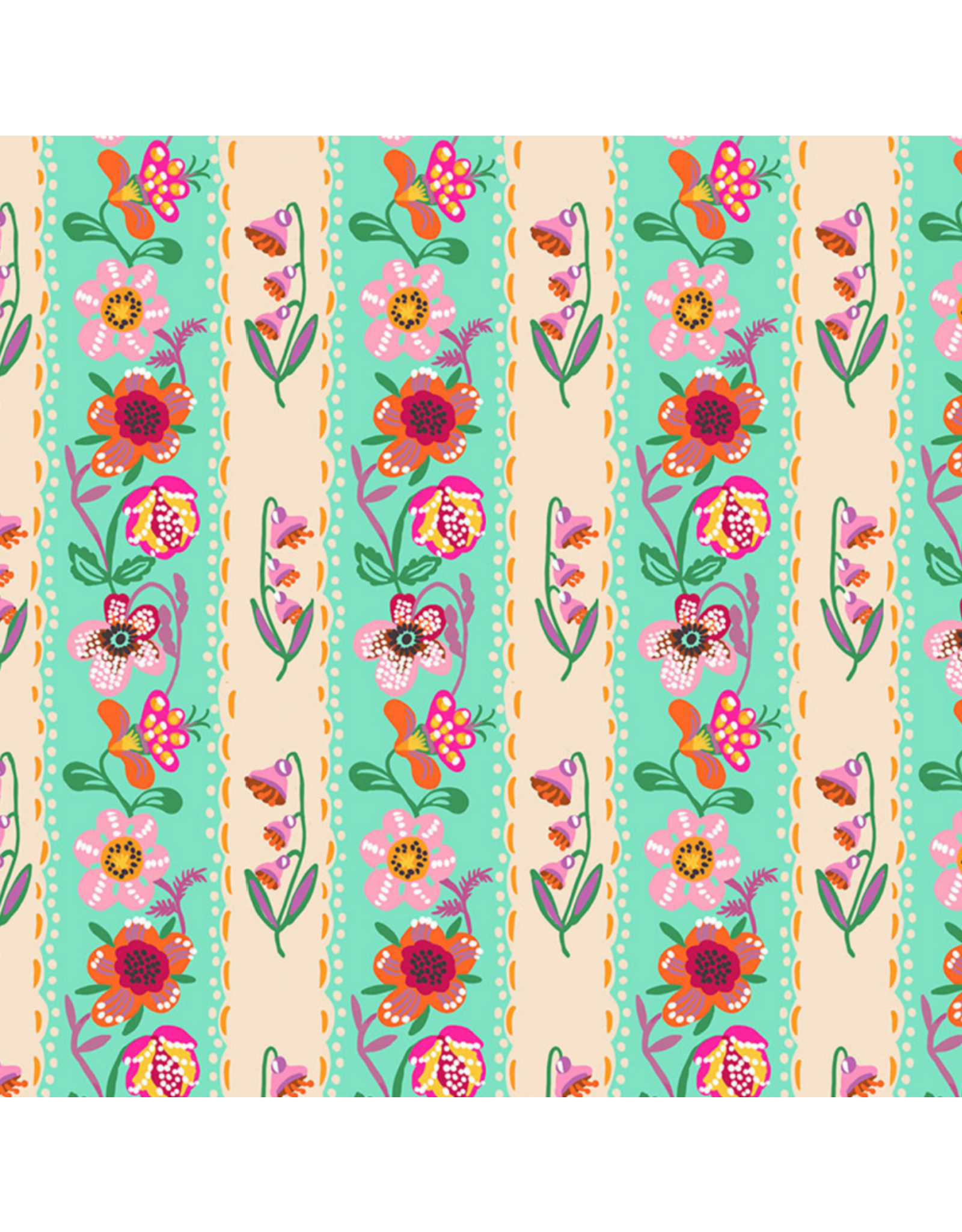 Nathalie Lété A Spring in Paris, Wallpaper in Aqua, Fabric Half-Yards