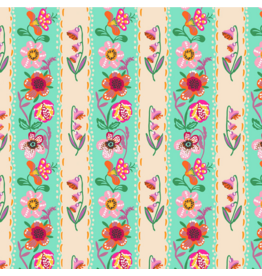 Nathalie Lété A Spring in Paris, Wallpaper in Aqua, Fabric Half-Yards