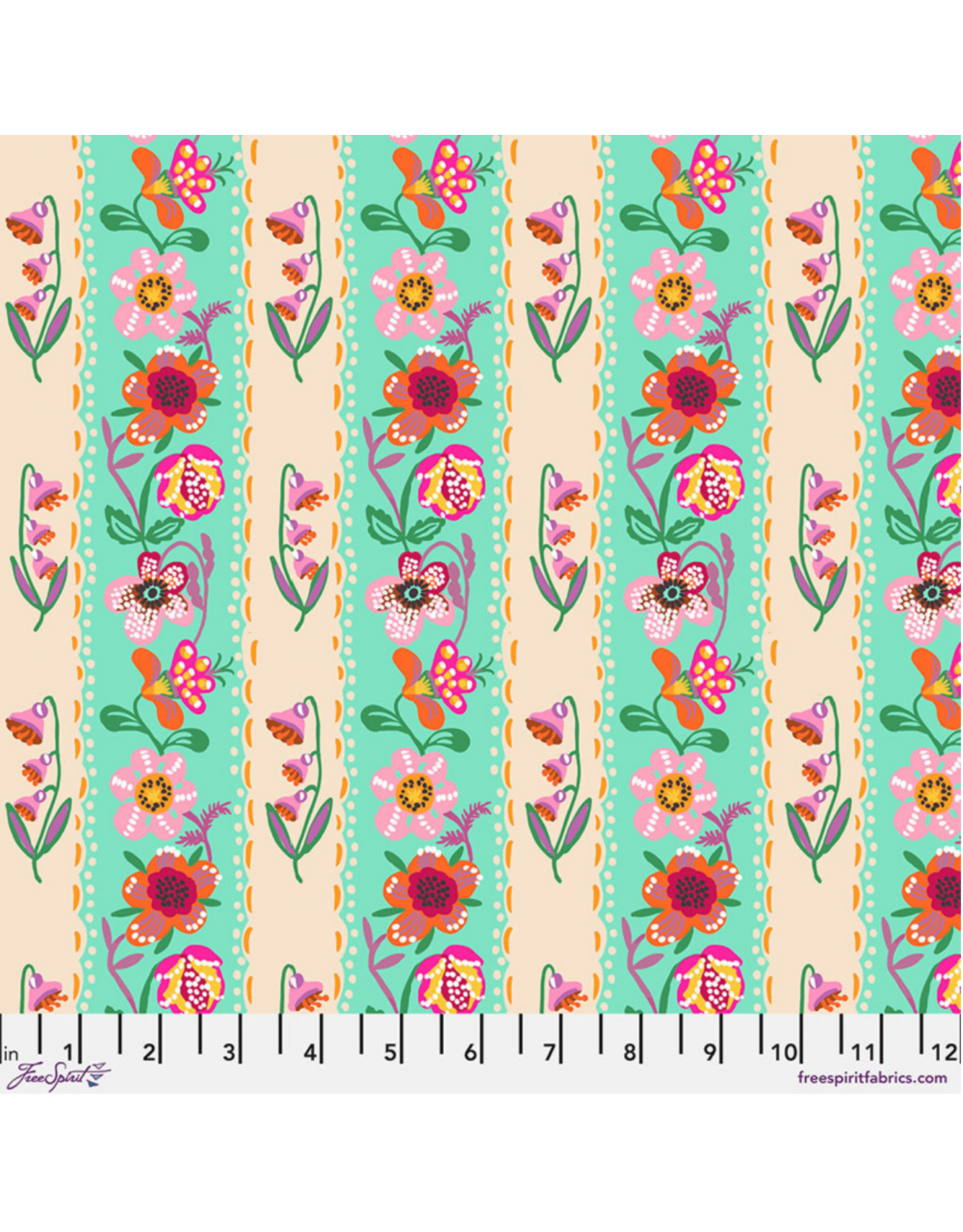 Nathalie Lété A Spring in Paris, Wallpaper in Aqua, Fabric Half-Yards