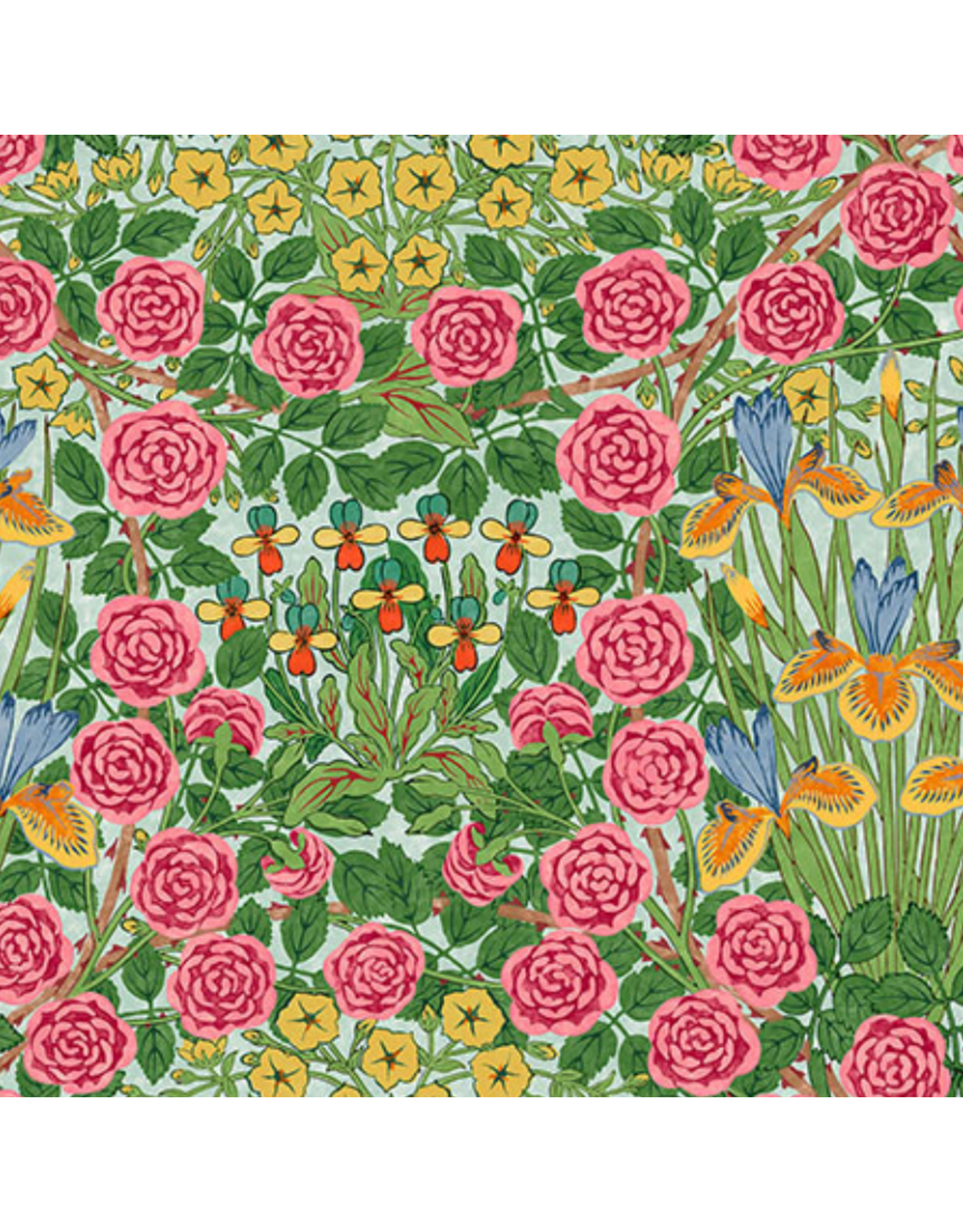 William Morris & Co. 108" Quilt Backs, Bedford Park Campanula in Seaglass, Fabric Half-Yards