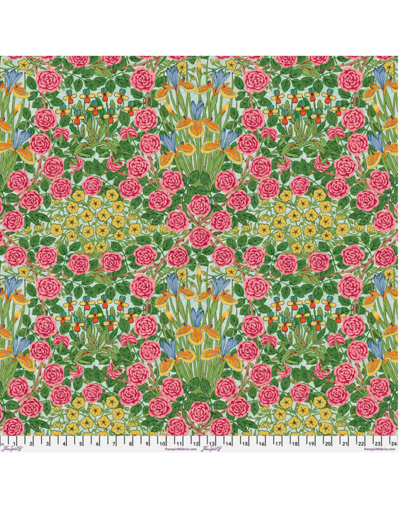 William Morris & Co. 108" Quilt Backs, Bedford Park Campanula in Seaglass, Fabric Half-Yards