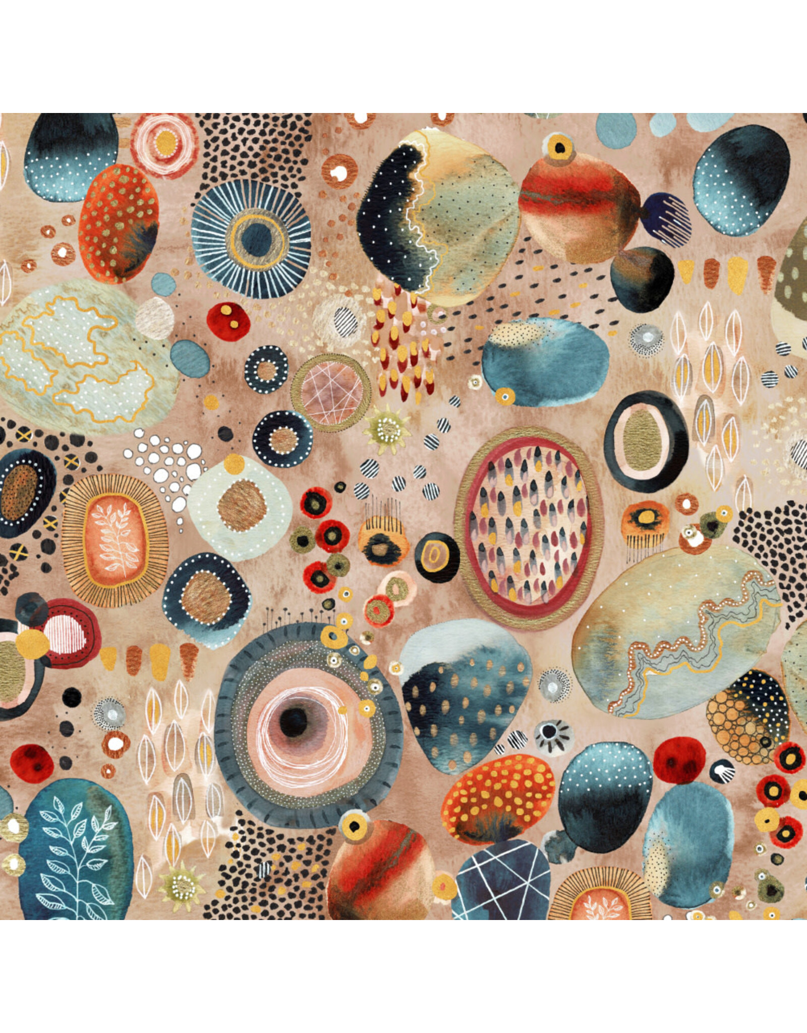 Essoldo Design Flora & Form, Geode in Fire Opal, Fabric Half-Yards