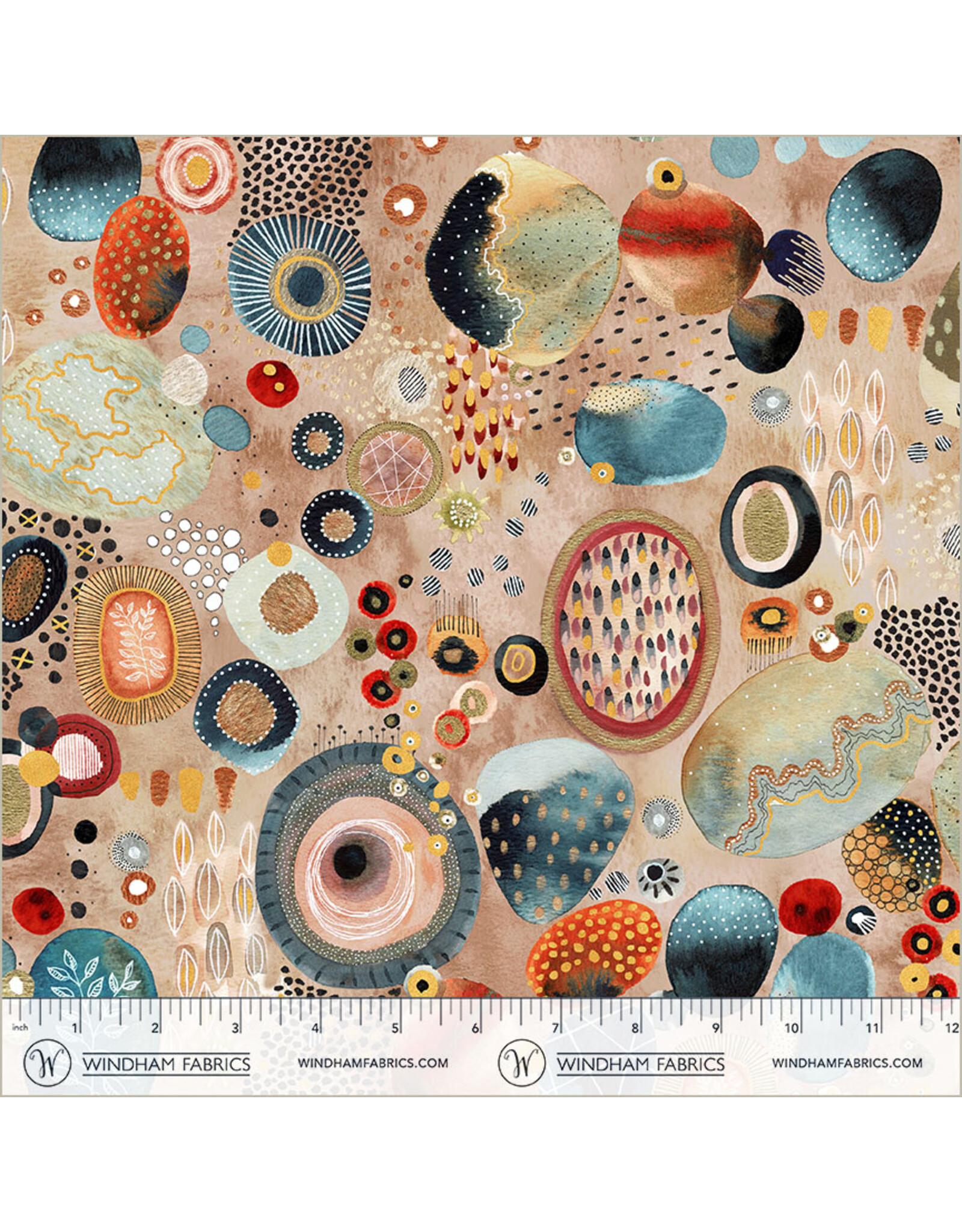 Essoldo Design Flora & Form, Geode in Fire Opal, Fabric Half-Yards